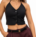 Button-Up Cropped Vest
