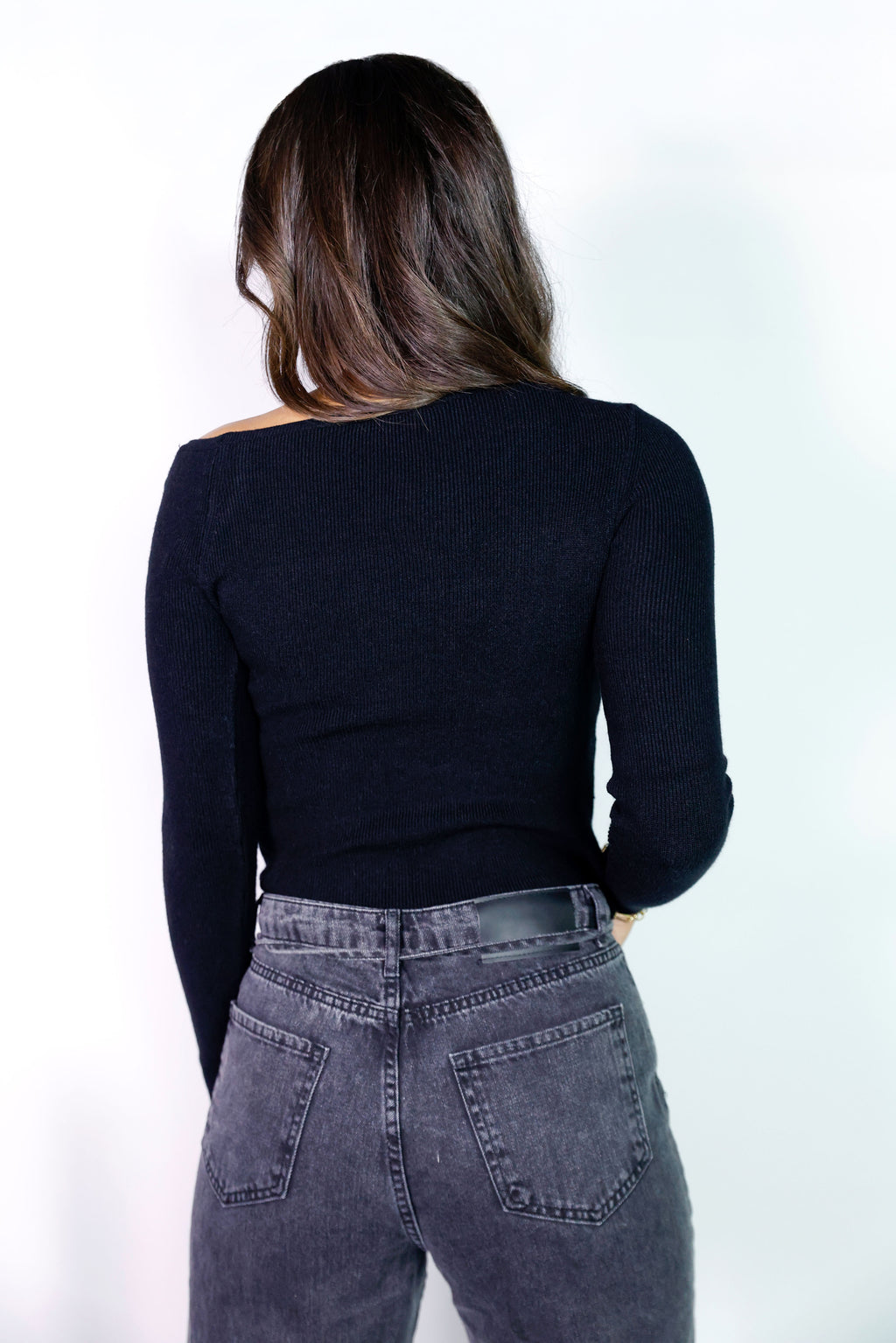 Asymmetric Shoulder Knit Sweater
