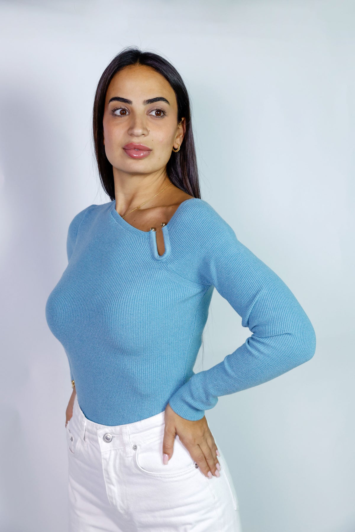 Asymmetric Shoulder Knit Sweater