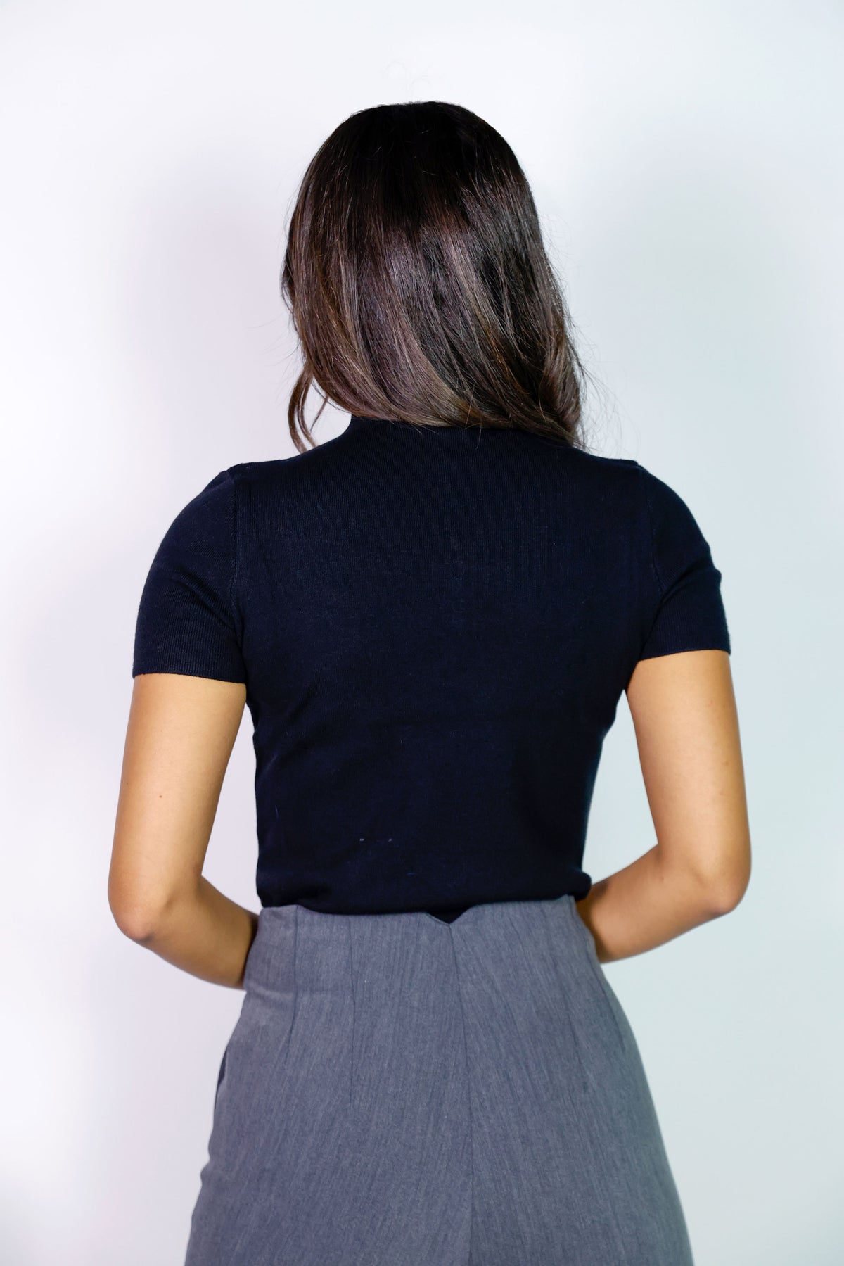 Button-Front  Short Sleeve Knit Top