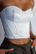 Elegant Solid Corset Top, Lace-up Back