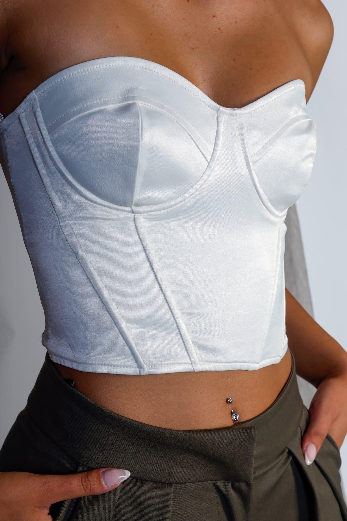 Elegant Solid Corset Top, Lace-up Back