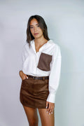 High Waist Velvet Mini Skort With Belt