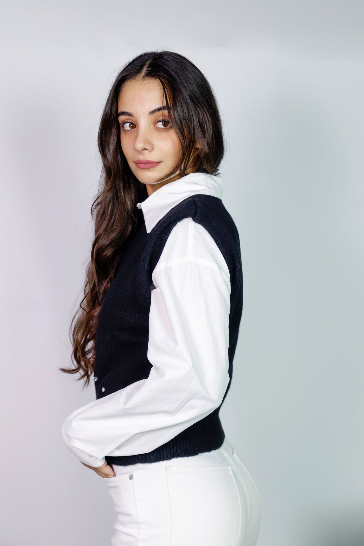 Rhinestone-embellished knit sweater vest