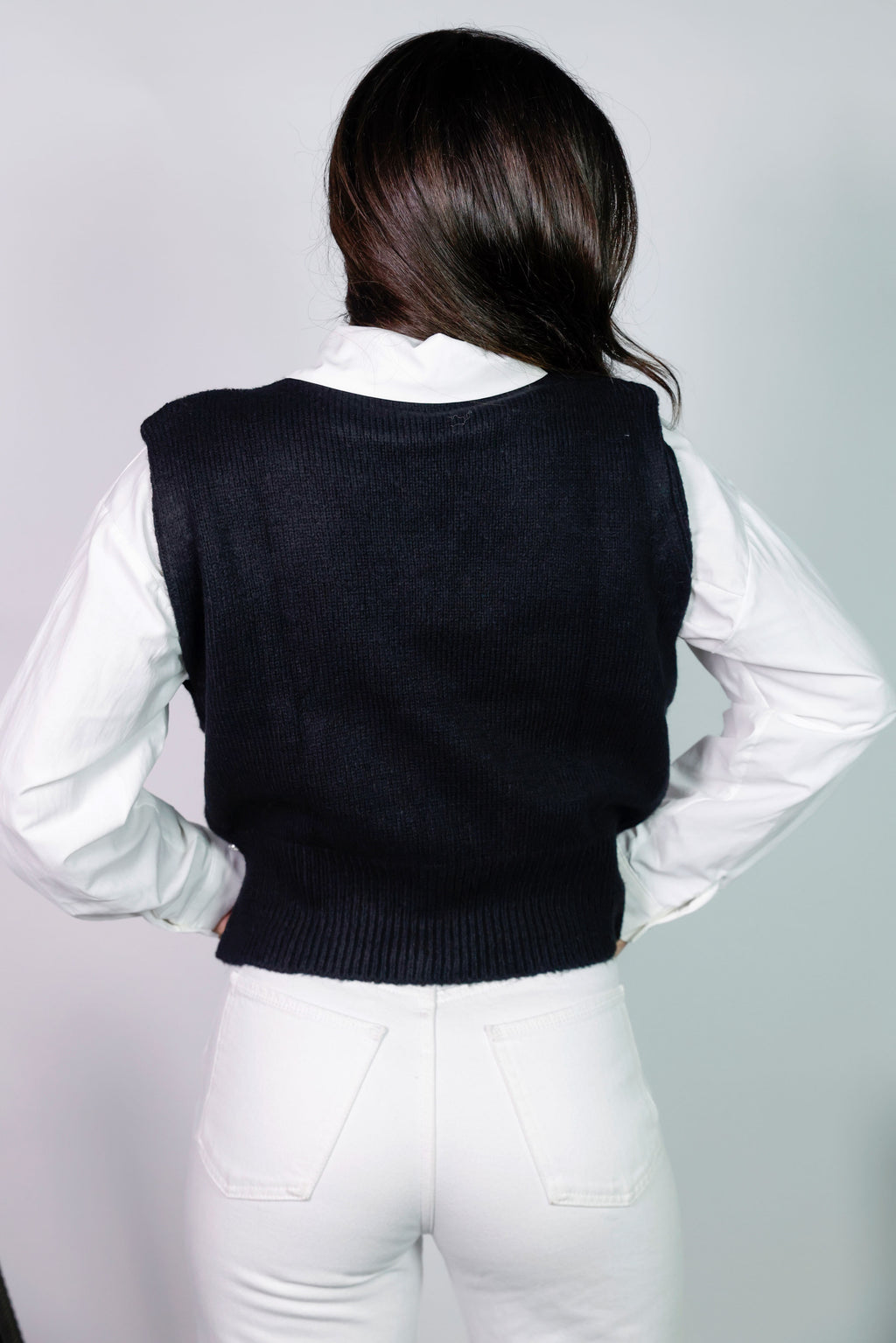 Rhinestone-embellished knit sweater vest