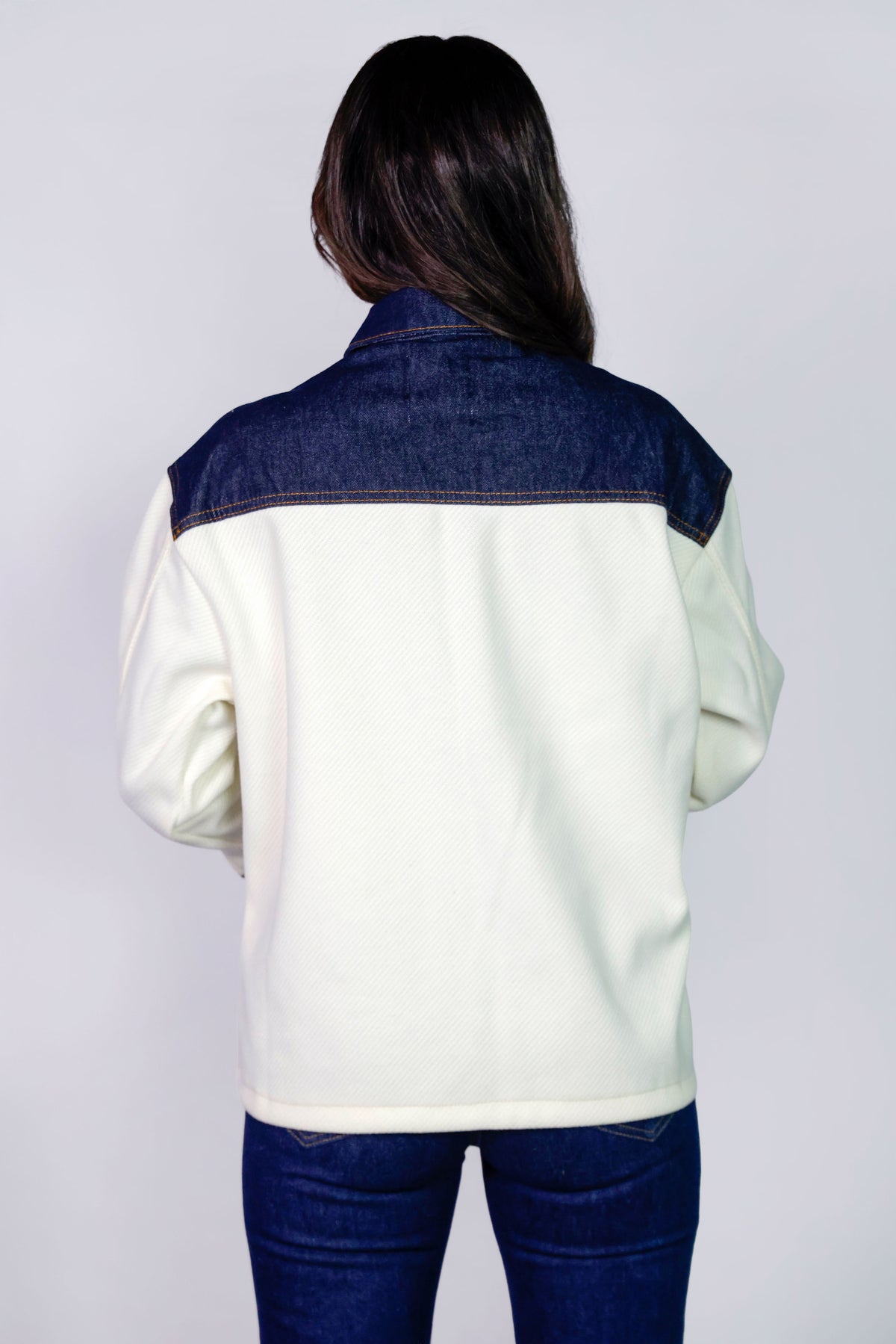 LA CONTRAST DENIM SHACKET