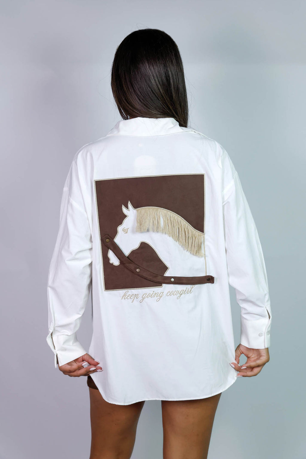 Oversized Shirt With 3D Horse Motif