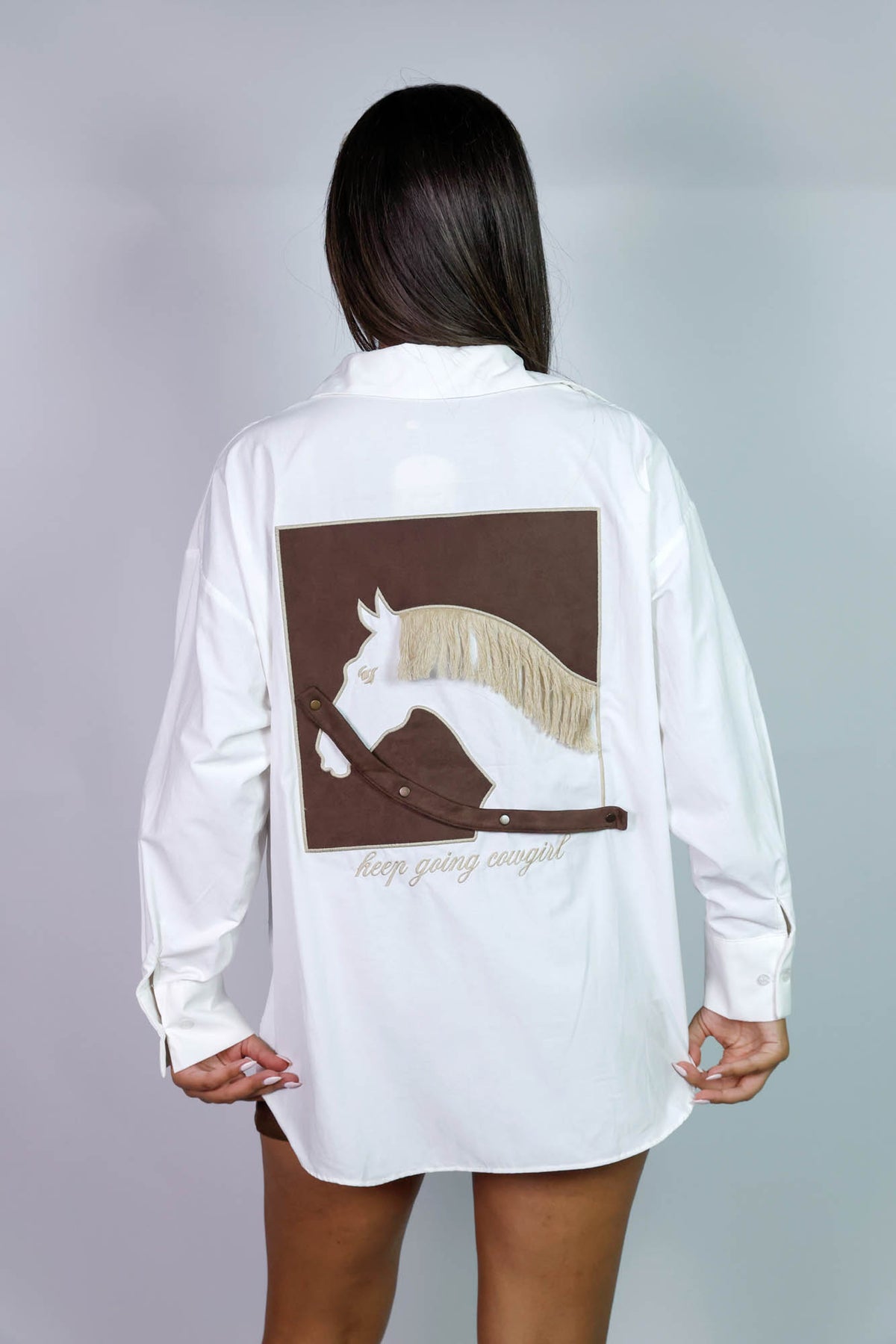 Oversized Shirt With 3D Horse Motif