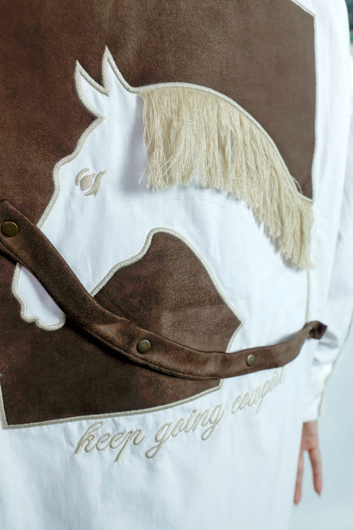 Oversized Shirt With 3D Horse Motif