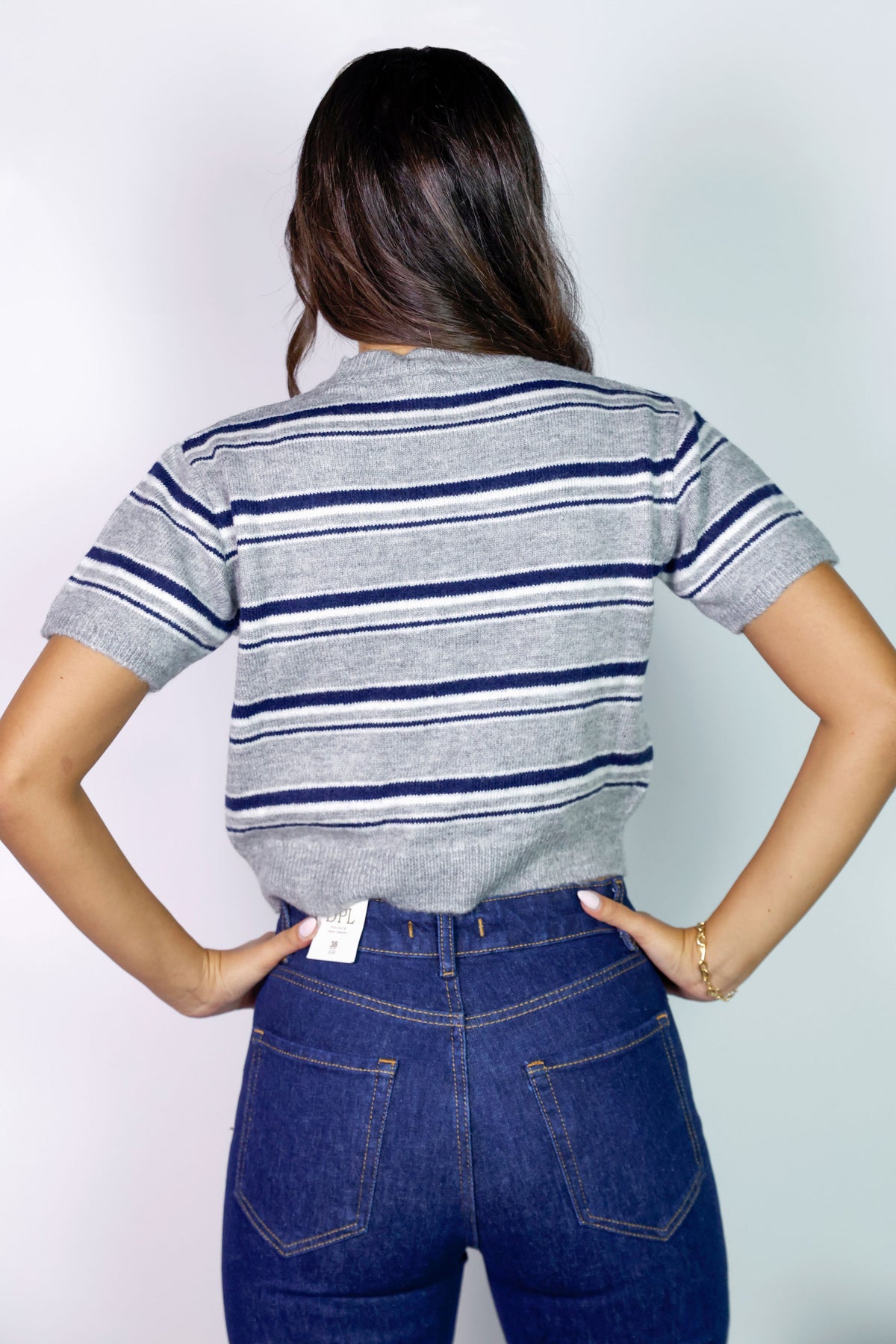Striped Knit Short Sleeve Top