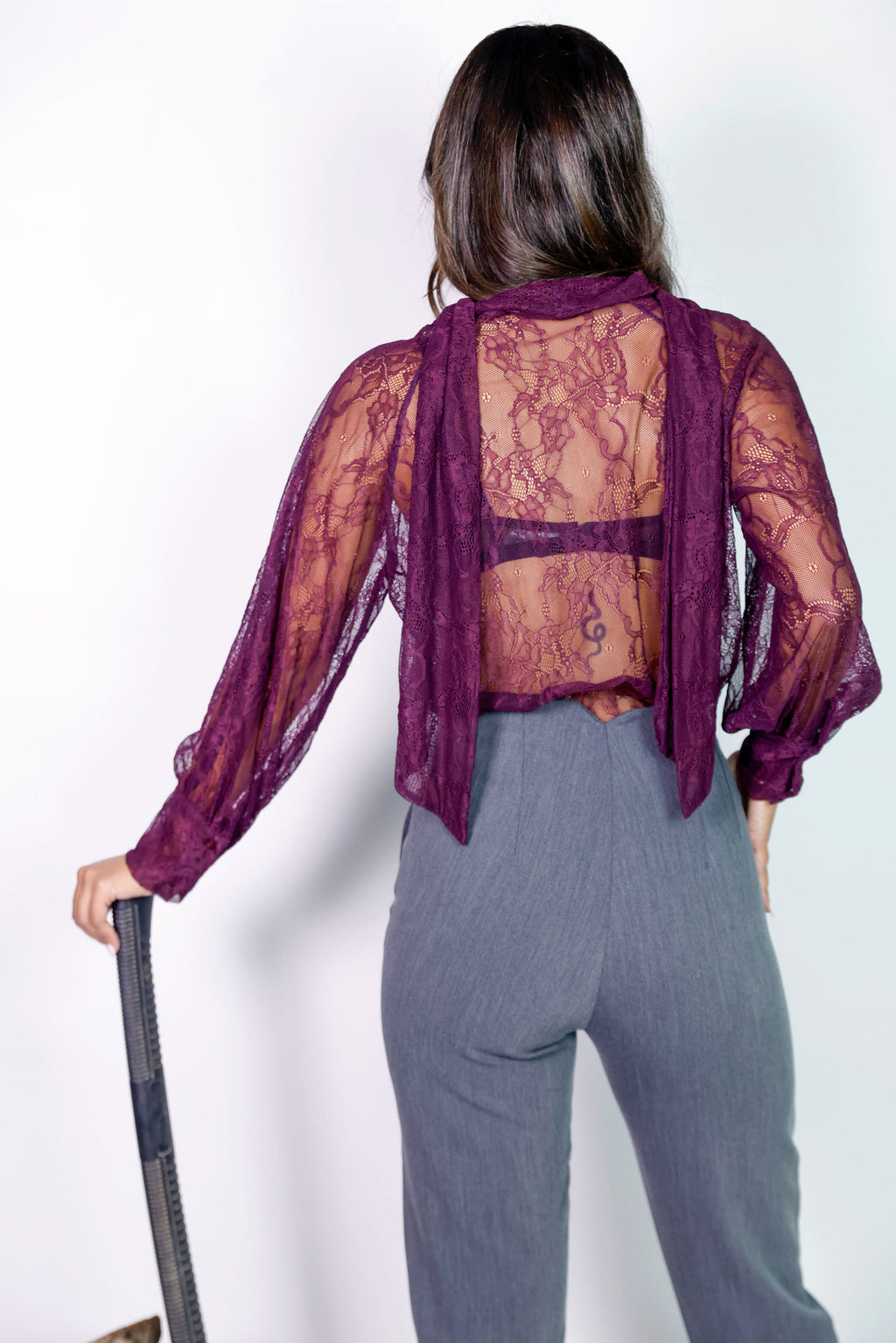 Sheer Lace Button-up