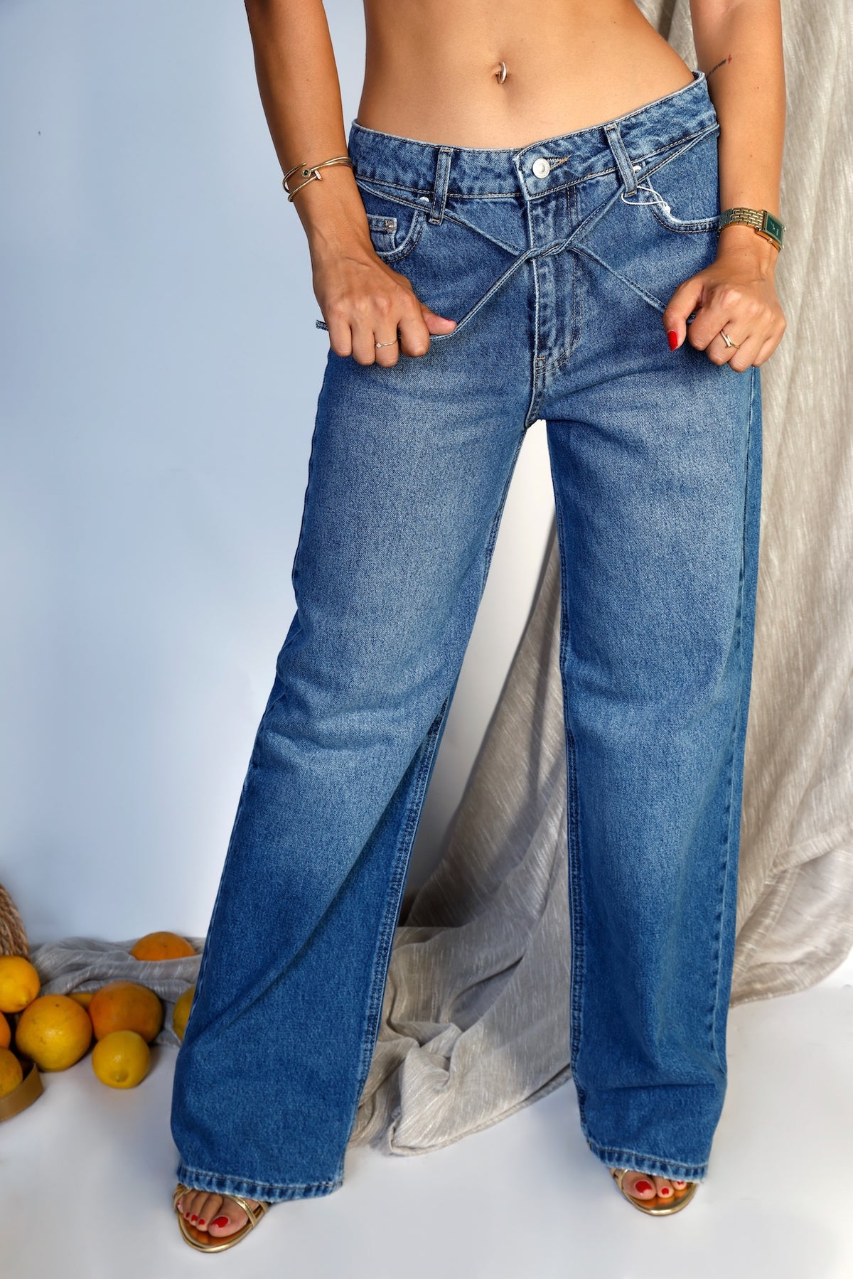 High-Waist Straight-Leg Jeans